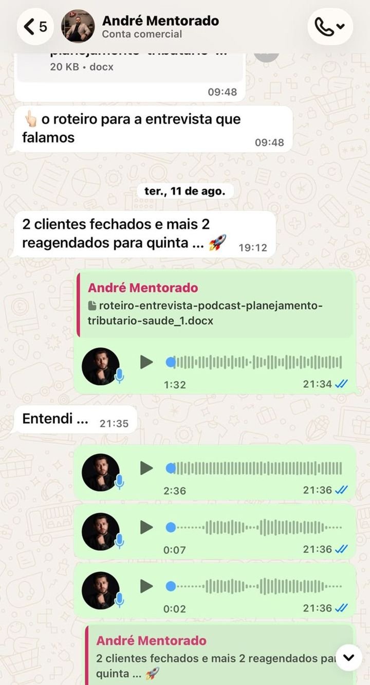 Print de conversa: dois clientes fechados e mais dois reagendados.